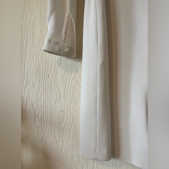 Judith and Charles White Long Sleeve Mock Neck Belted Bridal Holiday Mini Dress - Picture 12 of 16